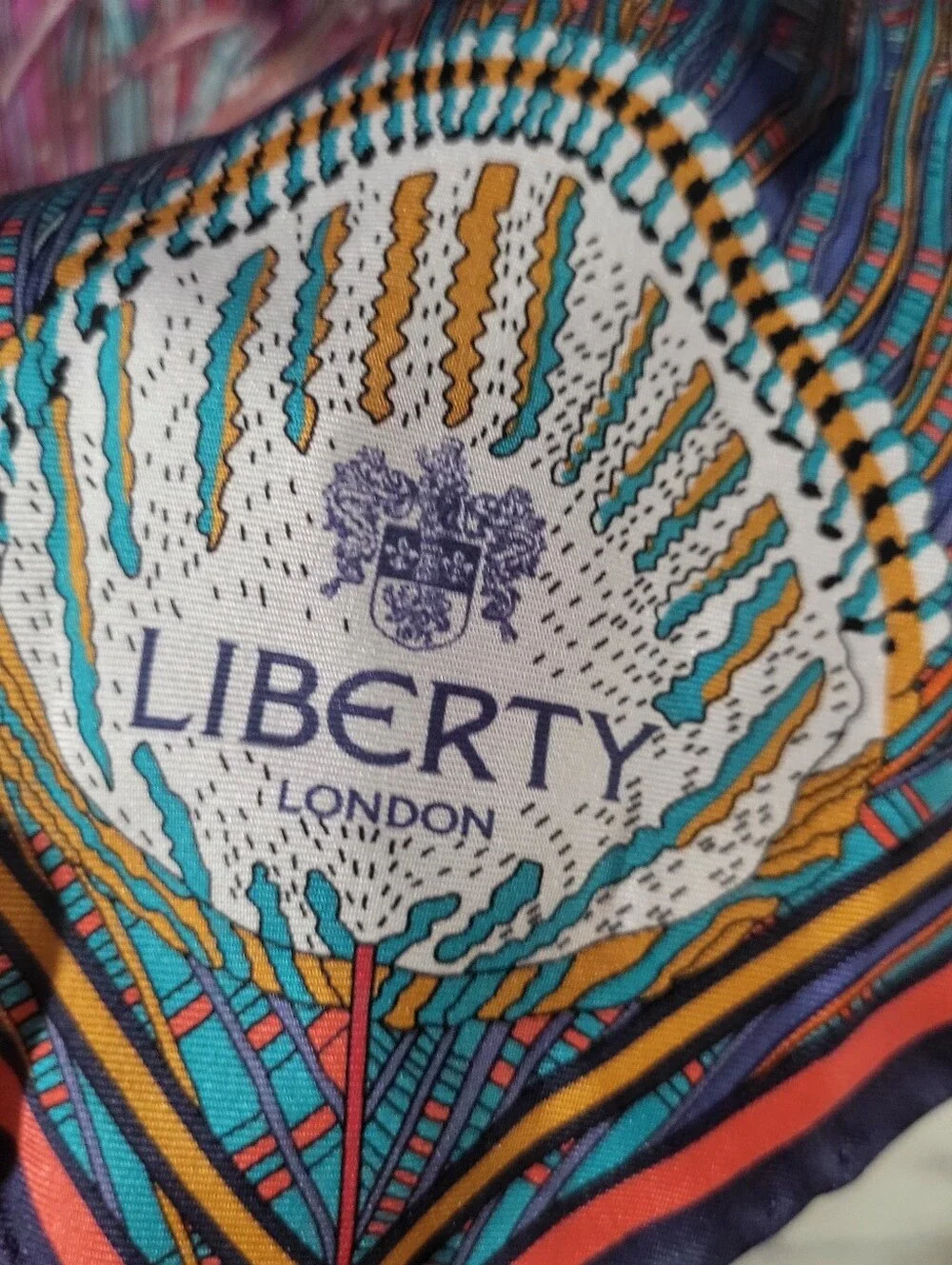 Liberty Of London Vibrant Peacock Feather Print Silk Scarf - Pink & Teal